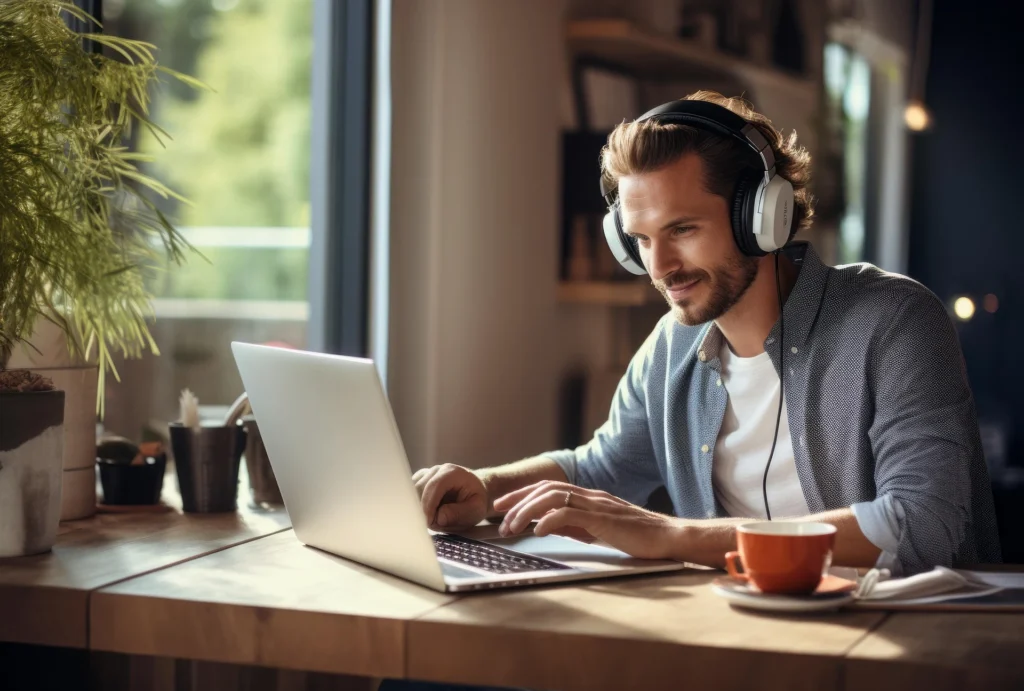 Kleines Unternehmen plant digitales Wachstum mit Laptop und Online-Marketing